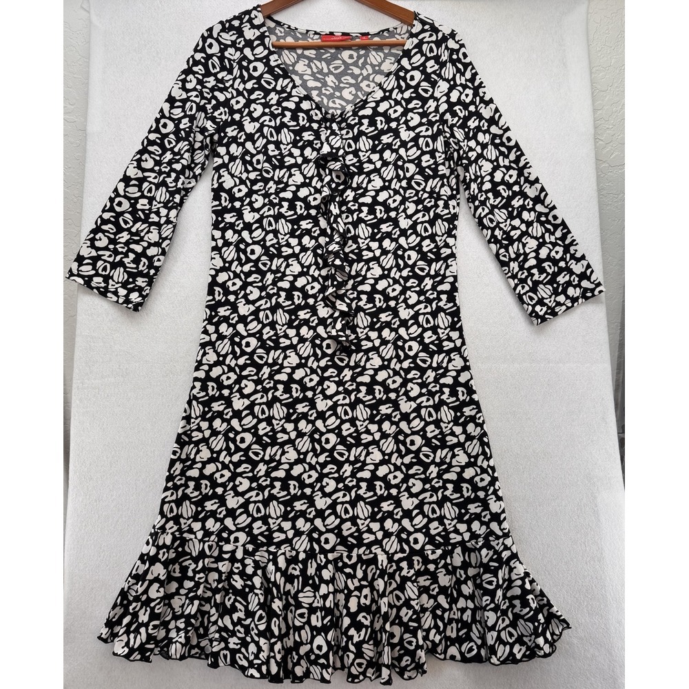 OSCAR An Oscar De La Renta Company Black And White Dress Sz Med Midi Designer